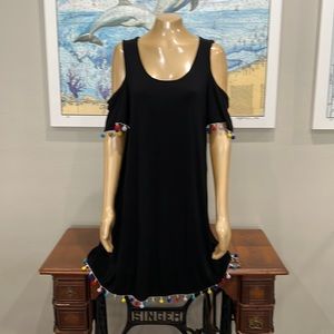 Fun Black Pom Pom Dress, Size XL